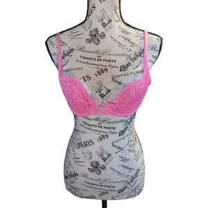 Lacey Pink Girly Barbie Y2K Unlined Demi Bra Victoria's Secret 32C Sexy Date